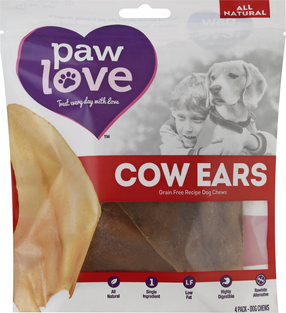 PAWLVE COW EARS DOG TRT ( 6 X 4 CT )